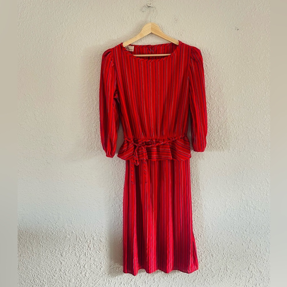 Vintage 80s Red Stripe Dress